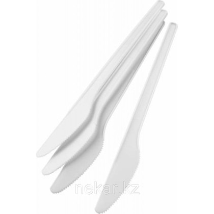 Пластиковый белый столовый нож 160мм