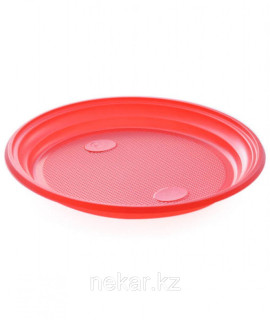 Пластиковая красная тарелка диаметр 165мм