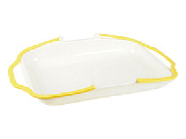 Корзина для выкладки продукции пластиковая (белый/желтый) 400х300х60